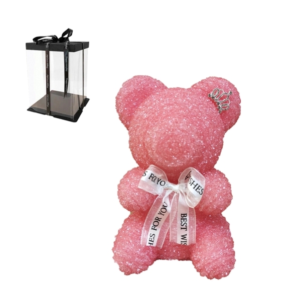 ΑΡΚΟΥΔΑΚΙ ΜΕ ΣΤΕΜΑ ΡΟΖ ΣΕ ΚΟΥΤΙ (20cm) '' VALENTINE'S GIFTS ''